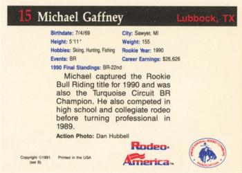 1991 Rodeo America Set B #15 Michael Gaffney Back